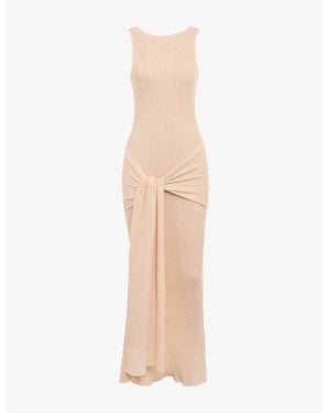 House Of Cb Akaia Draped Silky Knit Maxi Dress Xs (A-C Cup) - Natural