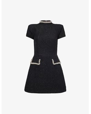 Nadine Merabi Simone Round-Neck Knitted Mini Dress - Black