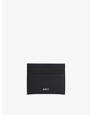 BOSS Logo Leather Card Holder - Black