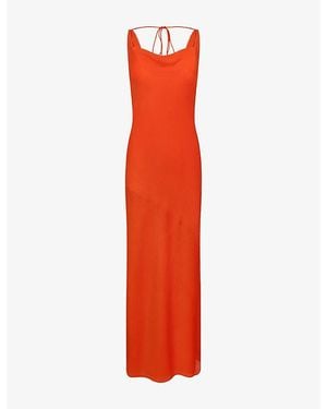 OMNES Koko Cowl-Back Woven Maxi Dress - Red