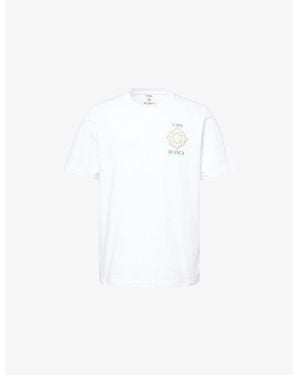 CASABLANCA Championship Diamond Logo-Print Cotton-Jersey T-Shirt - White