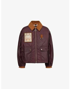 Barbour X Farm Rio Thais Waxed Cotton Jacket - Red