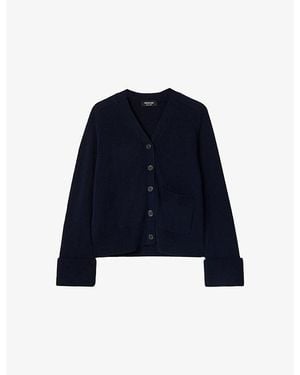 Whistles V-Neck Regular-Fit Cotton Cardigan - Blue