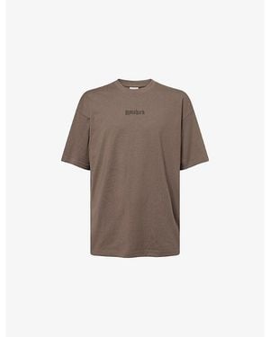 GYMSHARK Olde English Crewneck Cotton-Jersey T-Shirt - Brown