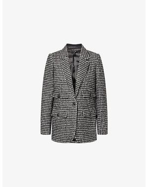 ME+EM Houndstooth Single-Breasted Woven Blazer - Grey