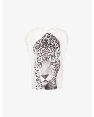 Stella McCartney Cloud Leopard Woven T-Shirt - White