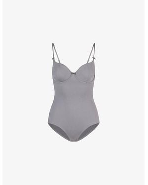 Skims Vintage Shapewear Unlined Demi Jersey Bodysuit - Grey