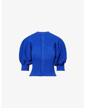CFCL Fluted Puffed-Sleeves Knitted Cardigan - Blue