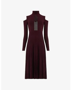 eem Baguette Embellished Knitted Midi Dress - Purple