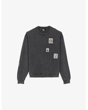 The Kooples Stamp-Embroidered Round-Neck Relaxed-Fit Cotton Sweatshirt - Black