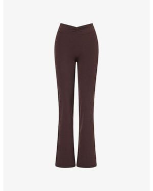 BO+TEE Flare V-Shape-Waist Stretch-Woven Leggings - Red