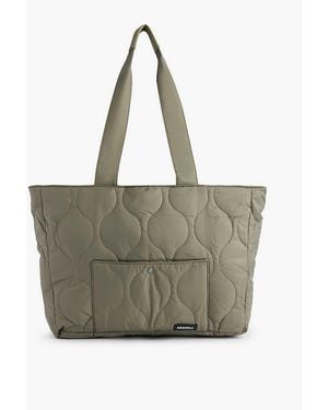 ADANOLA Quilted Logo-print Recycled-nylon Tote Bag - Natural