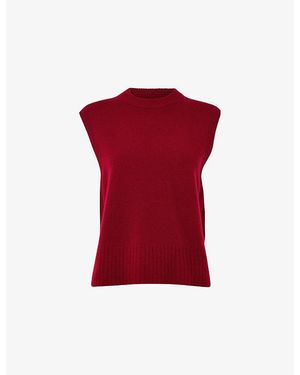 Whistles Round-Neck Regular-Fit Wool Vest - Red