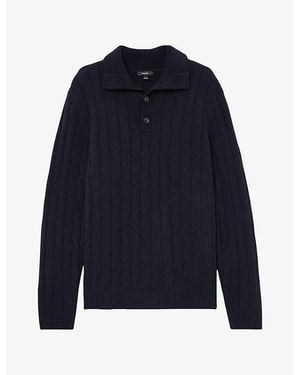 Reiss Littleton Stitch-Detail Wool Jumper - Blue