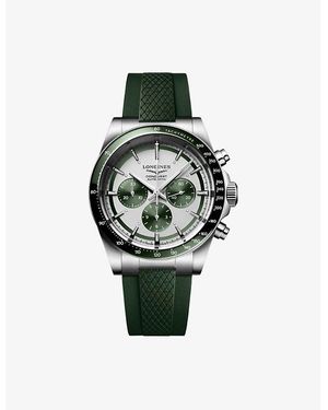 Longines L3.835.4.02.9 Conquest Chronograph Stainless-Steel And Rubber Automatic Watch - Green