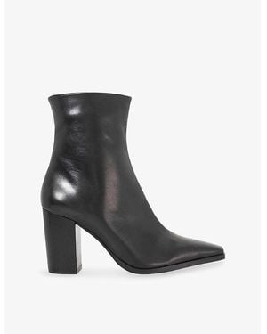 Dune Patently Heeled Leather Ankle Boots - Black