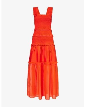 ME+EM Shirred Shoulder-Straps Silk-Blend Maxi Dress
