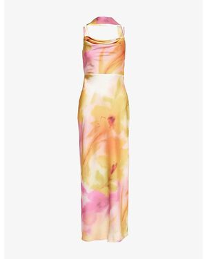 Pretty Lavish Keisha Scarf Satin Maxi Dress - Pink