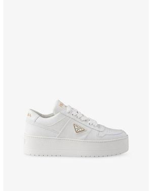 Prada Downtown Bold Leather Sneakers - White