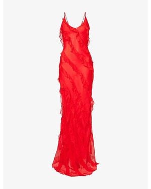 Rat & Boa Cecelia Frill Silk-Blend Maxi Dress - Red
