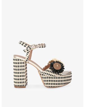Carvela Kurt Geiger Sorrento Flower Raffia Platform Sandals - Metallic
