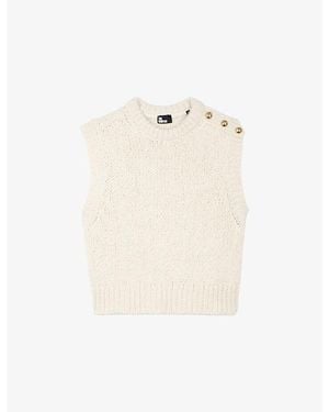 The Kooples Sleeveless Button-Embellished Wool And Alpaca Sweater - White
