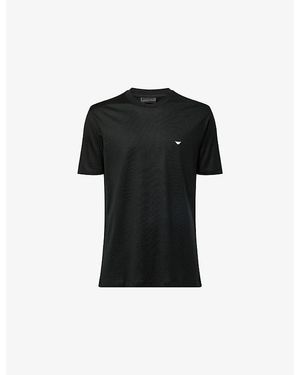 Emporio Armani Logo-Embroidered Stretch-Jersey T-Shirt - Black