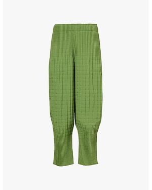eem Plisse Tapered-Leg Woven Trousers - Green