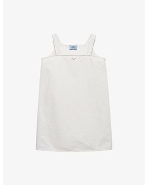 Prada Old Square-Neck Denim Mini Dress - White