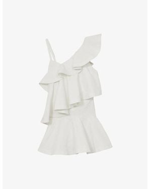 Reiss Hera Ruffle Tiered Cotton Mini Dess - White
