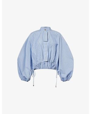 Zimmermann Stripe Long-Sleeve Woven Blouse - Blue
