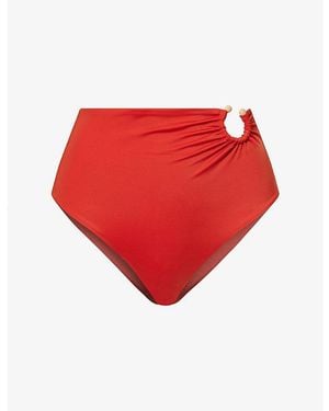 Johanna Ortiz Taita High-Rise Stretch-Woven Bikini Bottoms - Red