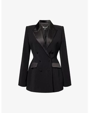 Nadine Merabi Monica Satin-Trim Woven Blazer - Black