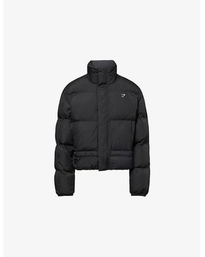 GYMSHARK Logo-Print Padded Shell-Down Jacket - Black