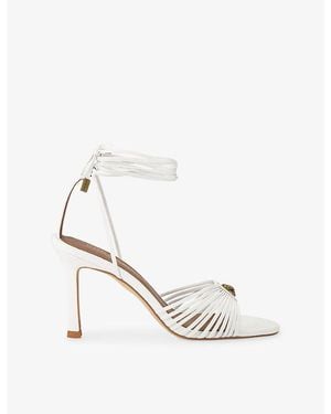 Kurt Geiger Tie Multi-Strap Heeled Leather Sandals - White