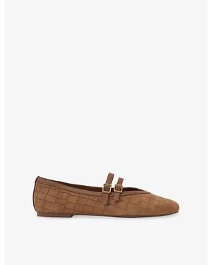 Reiss Eliza Suede Ballet Flats - Brown