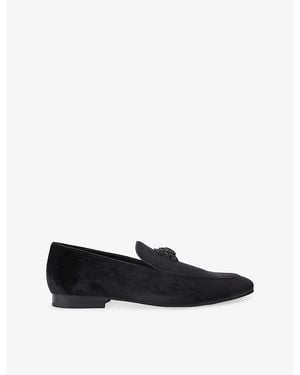 Kurt Geiger Hugh Eagle-Embellished Velvet Loafers - Black