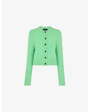 Whistles Crew-Neck Long-Sleeve Alpaca-Blend Cardigan - Green