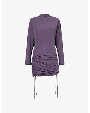 Christopher Esber Luna Draped Woven Mini Dress - Purple