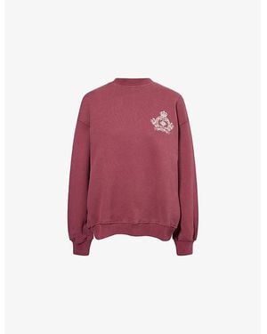 The Couture Club Crest Embroidery Cotton-Jersey Sweatshirt - Red