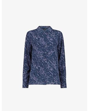 Whistles Abstract-Print Long-Sleeved Woven Shirt - Blue