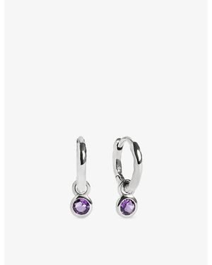 Monica Vinader February Birthstone Sterling- And Amethyst Huggie Earrings - White