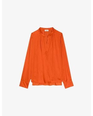 Zadig & Voltaire Tink V-Neck Satin Shirt - Orange