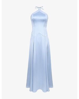 House Of Cb Avelina Halter-Neck Satin Maxi Dress - Blue