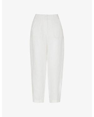 Whistles Barrel-Leg Linen Trousers - White