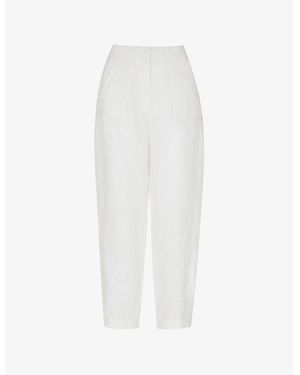 Whistles Barrel-Leg Linen Trousers - White