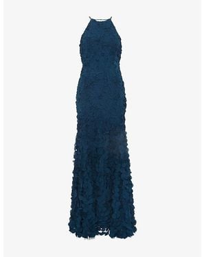 Phase Eight Charlene High-Neck Textured Woven Maxi Dress - Blue