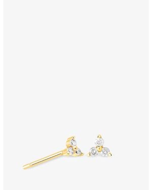 Astrid & Miyu Triple Crystal 18Ct-Plated Sterling- Stud Earrings - Natural