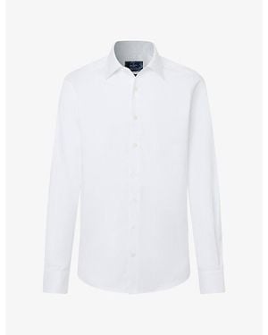 Hackett Cutaway-Collar Tailored-Fit Cotton Shirt - White