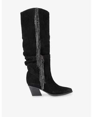 KG by Kurt Geiger Tempt Suede Heeled Knee-High Boots - Black